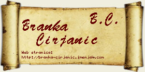 Branka Ćirjanić vizit kartica